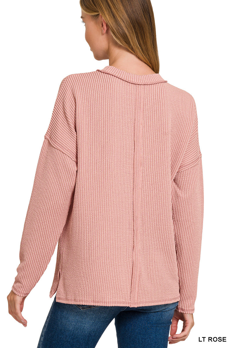 Ribbed Knit Drop-Shoulder Top in Seven Colors