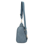 Distressed Vegan Leather Multi Compartment Sling Bag