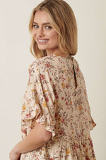 Floral Babydoll Blouse in Cream or Mocha