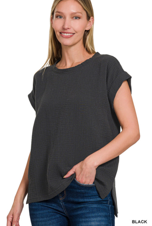 Double Gauze Short Sleeve Top