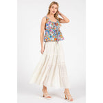 Tiered Flowing Black Skirt with Side Slit