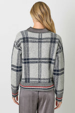 Grey Plaid Cardigan