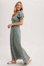 Boho Floral Print V-Neck Maxi Dress