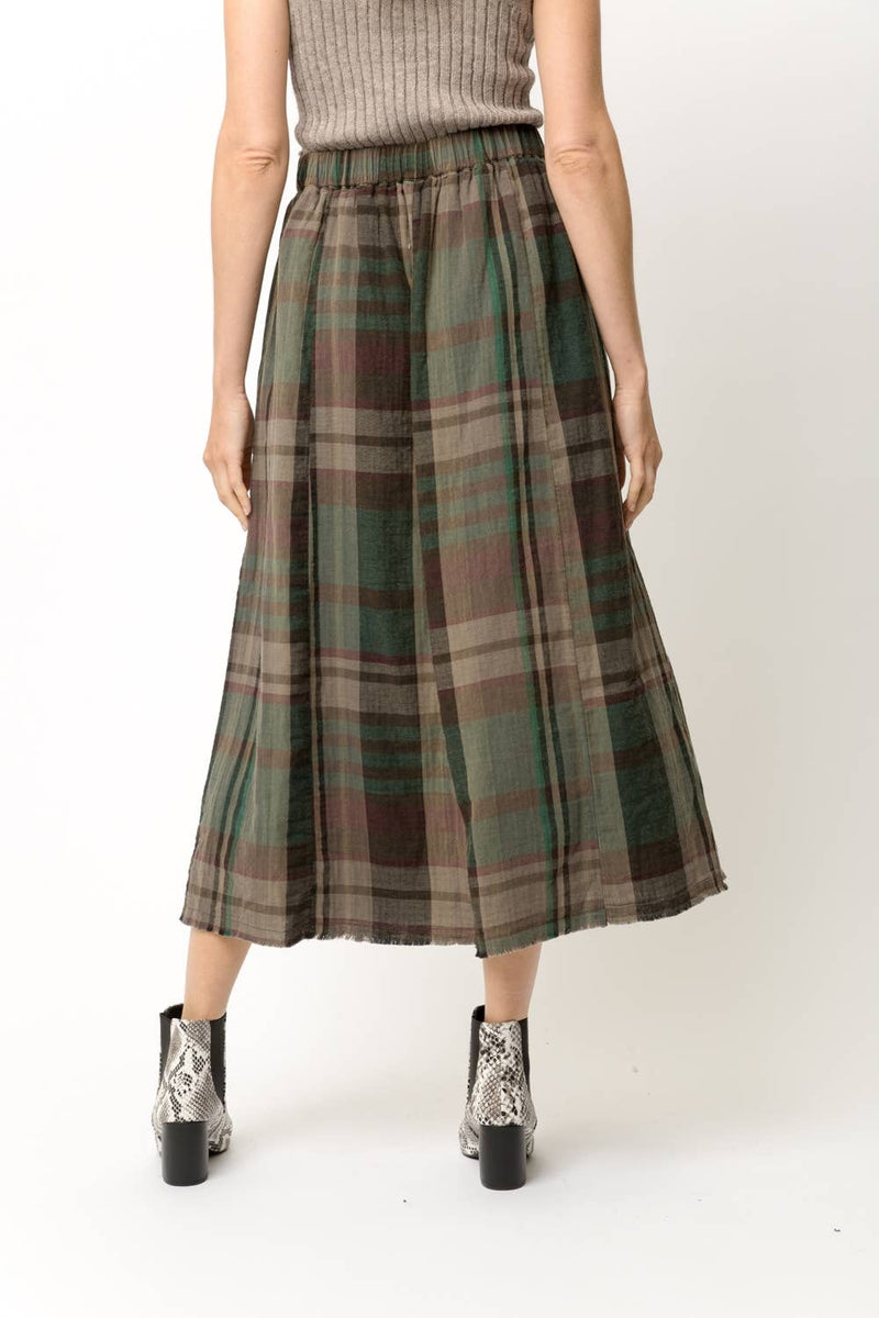 Olive Plaid Skirt