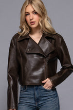 Vintage Wash Faux Leather Moto Jacket
