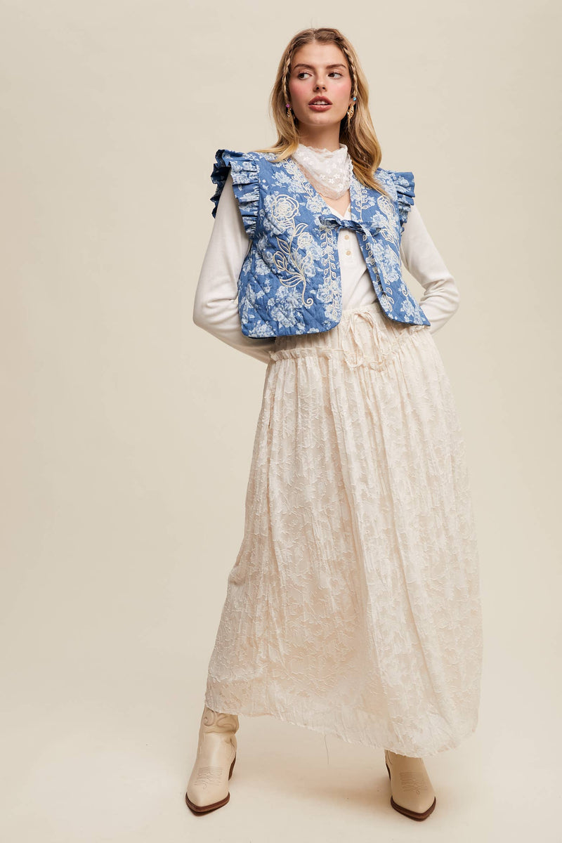 Floral Textured Maxi Skirt