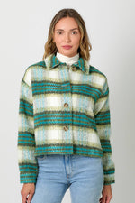 Green Cropped Plaid Jacket