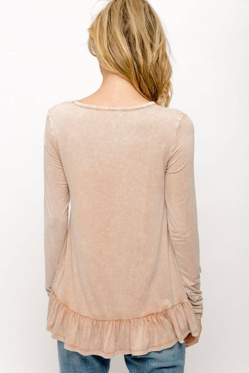 Ruffle Hem Top in Rust or Blush