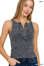Restock**Mineral Washed Butter Soft Ribbed Snap Tanks