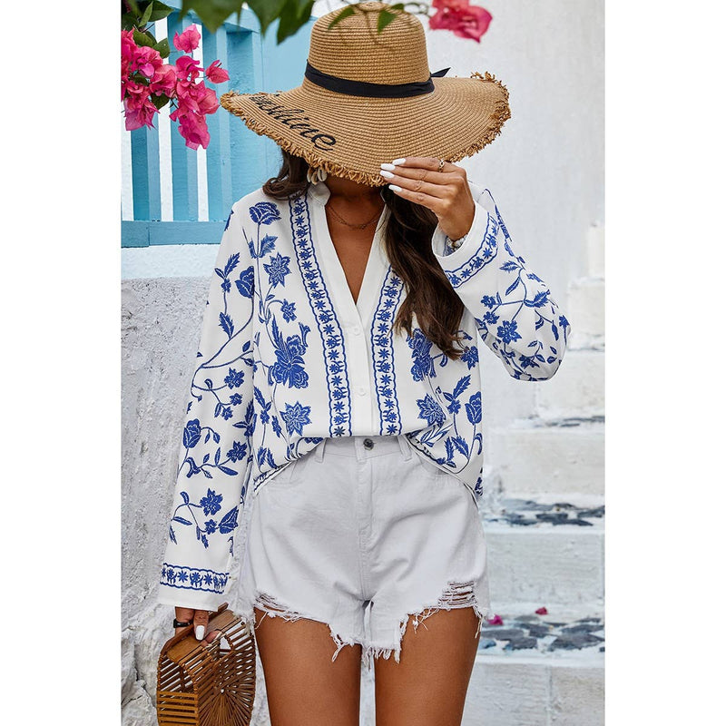 Relaxed Fit V-Neck Blouse