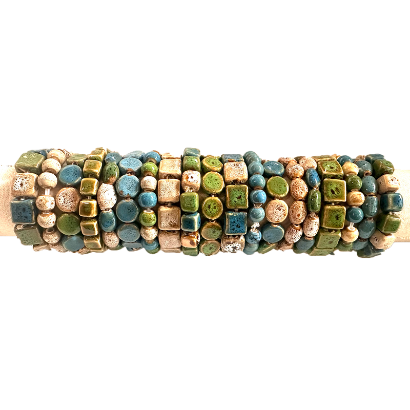 Mixed Color and Shape Clay Bead Stretch Bracelets