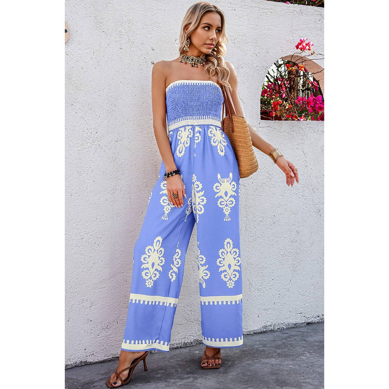 Tan Geo Print Jumpsuit