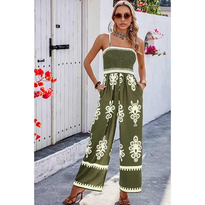 Tan Geo Print Jumpsuit