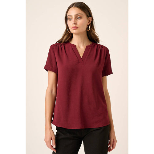Short Sleeved Rayon Top in Wine or Ivory