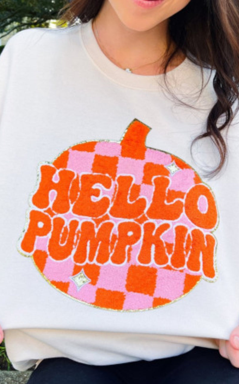Hello Pumpkin White Sweatshirt SmallTownGirl Boutique