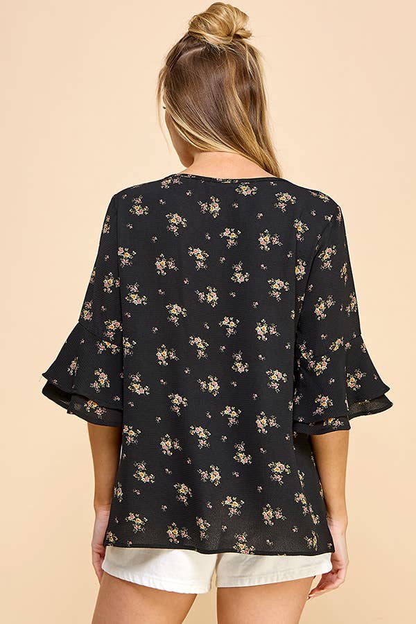 Black Floral Blouse