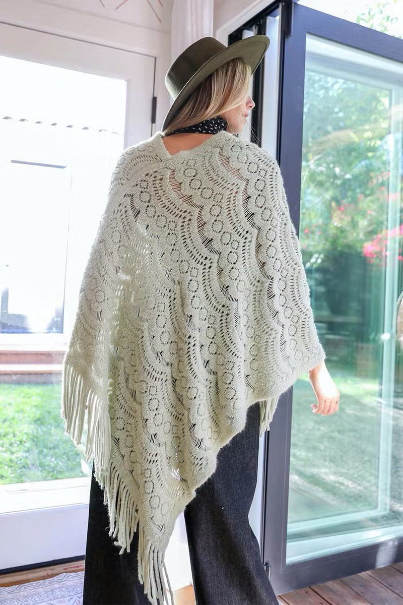 Scalloped Knit Poncho