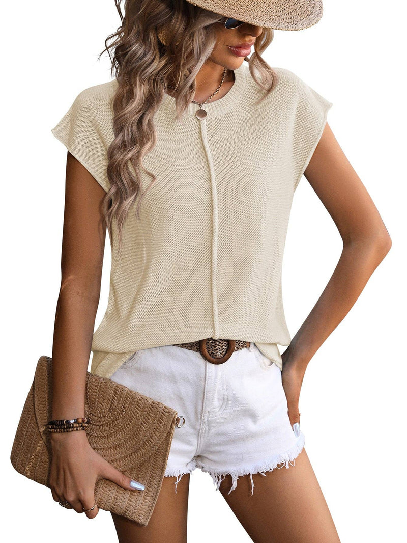 Chunky Knit Cap-Sleeve Sweater in 3 Colors