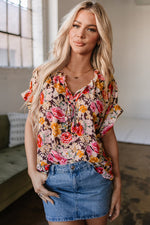 Cuff Sleeved Floral Shift Blouse