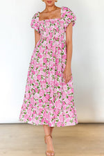 Pink Print Smocked Dress