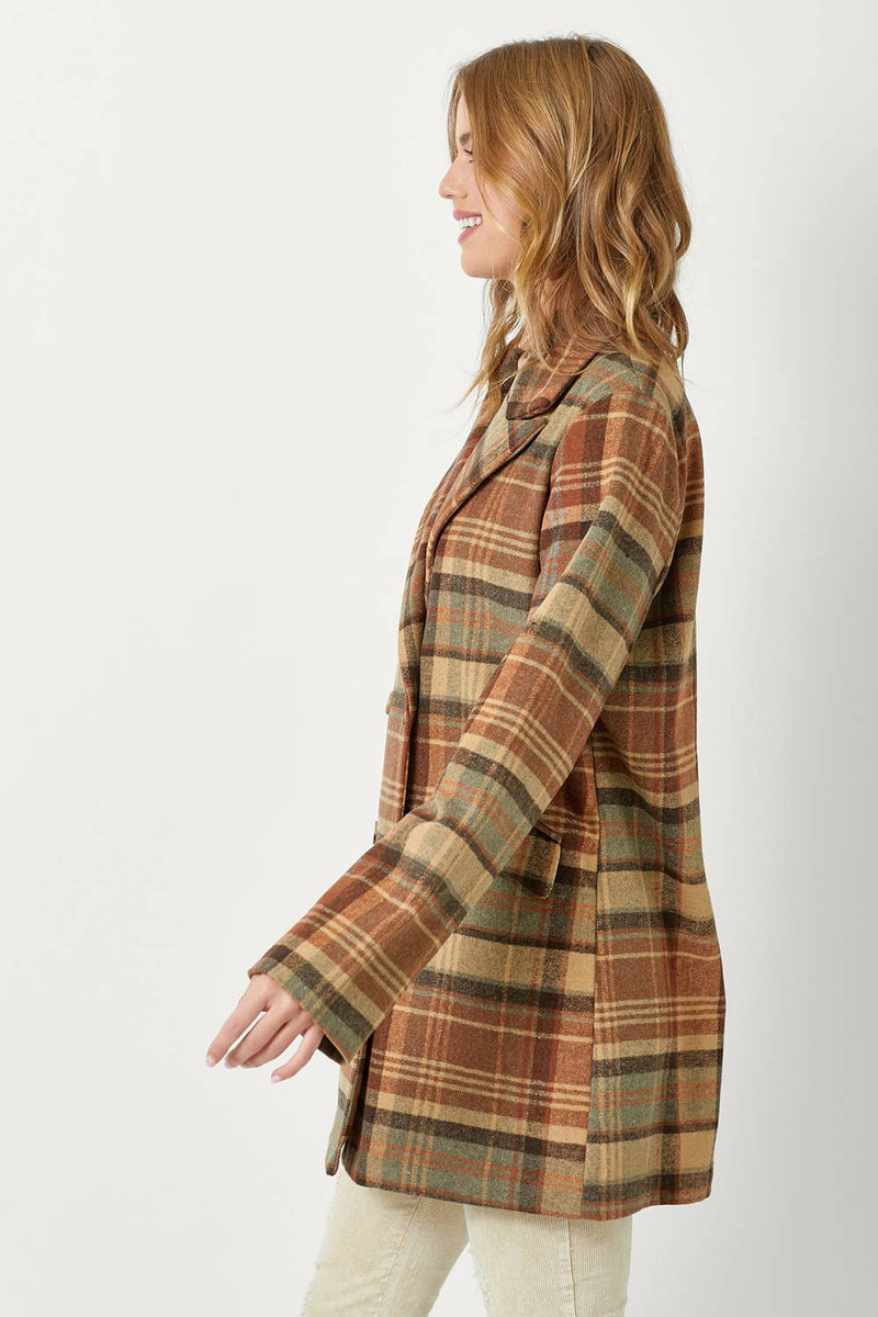 Double Breasted Plaid Jacket