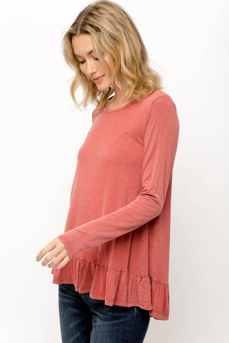 Ruffle Hem Top in Rust or Blush