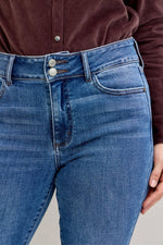 High Waisted Bootcut Double Button WB & Fray Hem