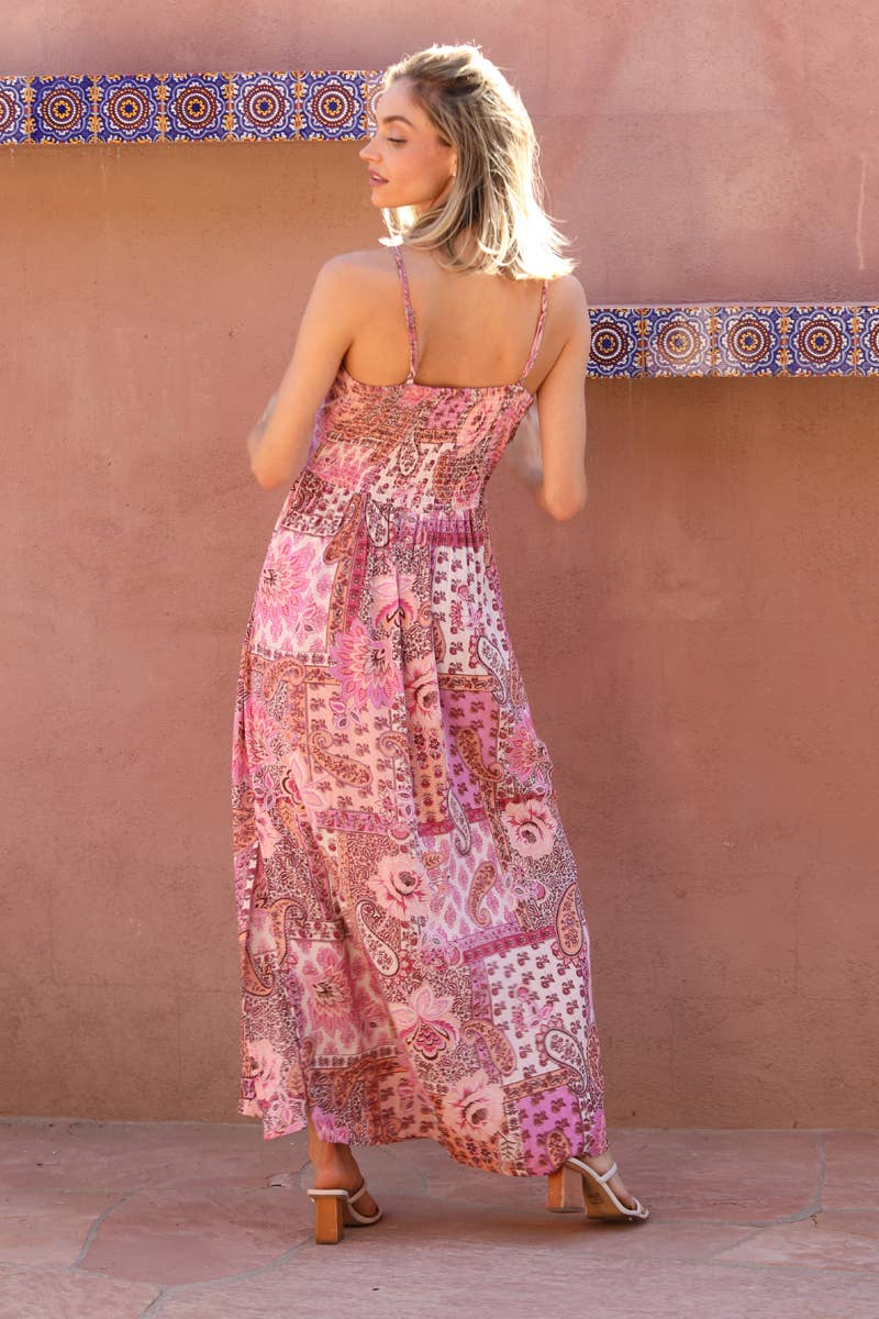Pink Patchwork Maxi Dress