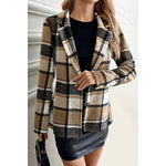 Plaid Lapel Collar Long Sleeve Button Coat