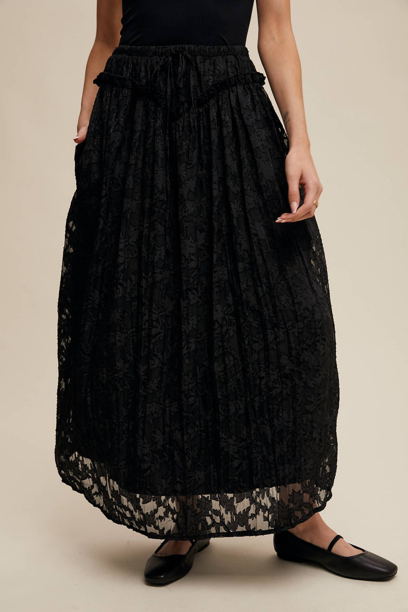 Floral Textured Maxi Skirt