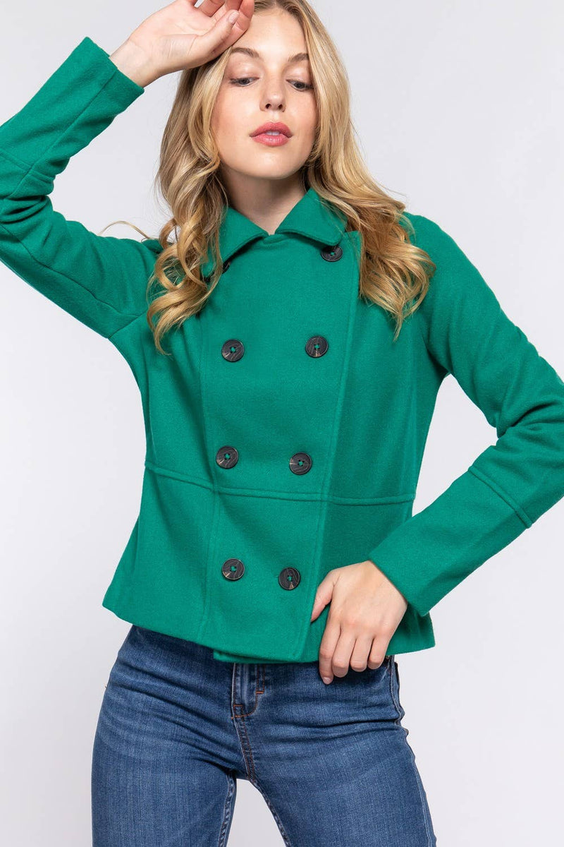 Double Breasted Cropped Pea Coat