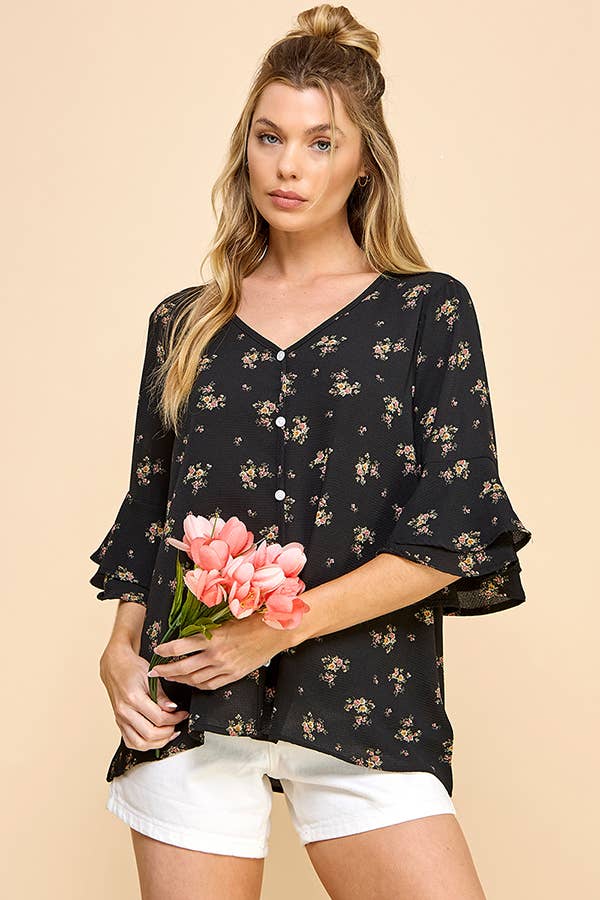 Black Floral Blouse