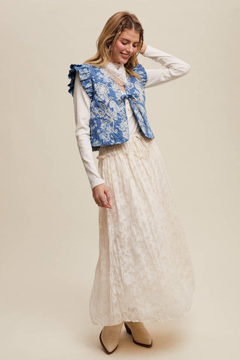 Floral Textured Maxi Skirt