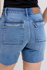 Judy Blue Mid Rise Bermuda Shorts with Back Flap Pockets