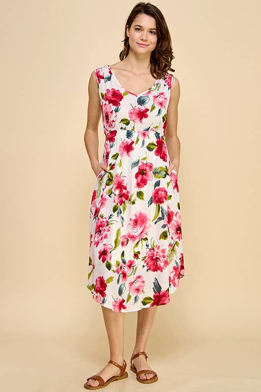Fresh Pocketed Floral Dress