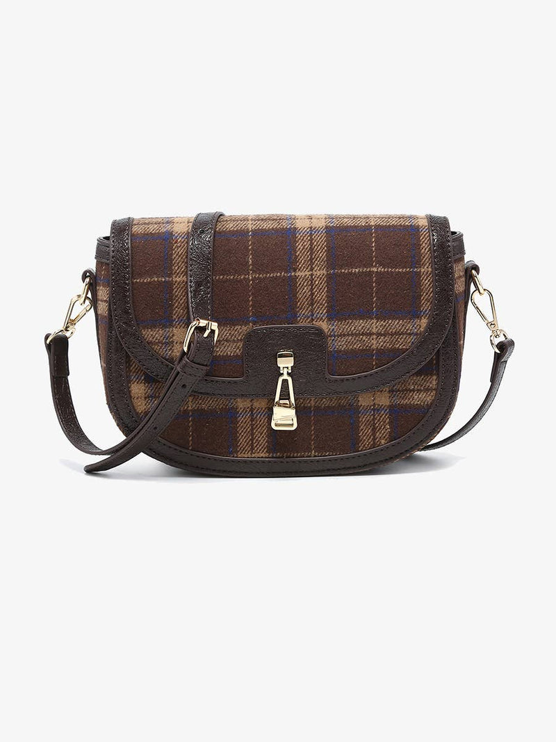 Plaid Contrast Crossbody Bag