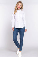 Long Sleeve Button Down Stretch Poplin Shirt S-2XL