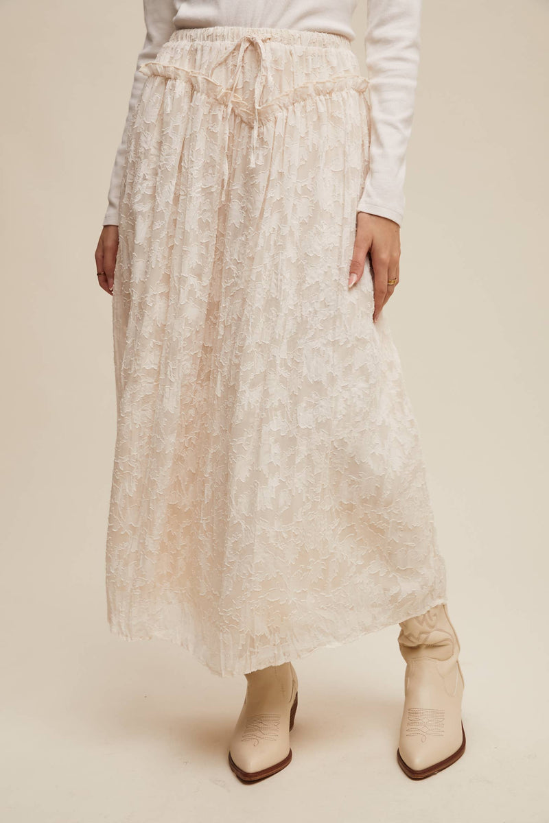 Floral Textured Maxi Skirt