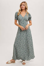 Boho Floral Print V-Neck Maxi Dress