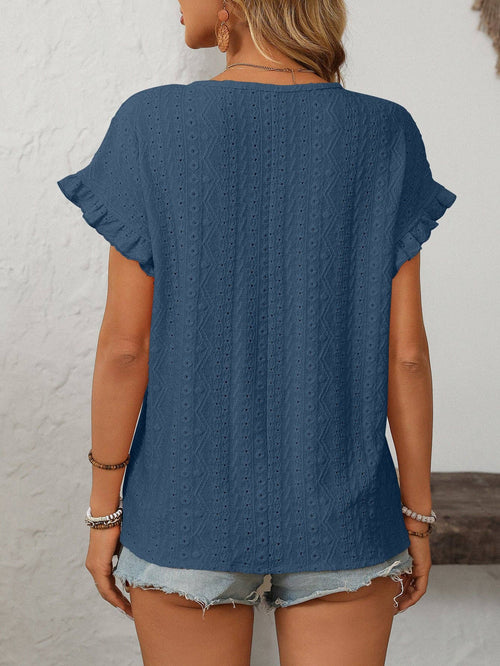 Deep Blue Sea Eyelet Blouse
