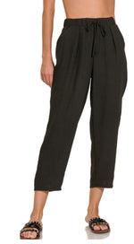 Drawstring Straight Leg Crops in 3 Colors
