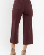 Judy Blue Oxblood Tummy Control Cropped Wide Leg Jeans