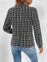 Tweed Textured Plaid Button-Up Jacket