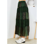 Deep Green Printed Georgette Patchwork Skirt
