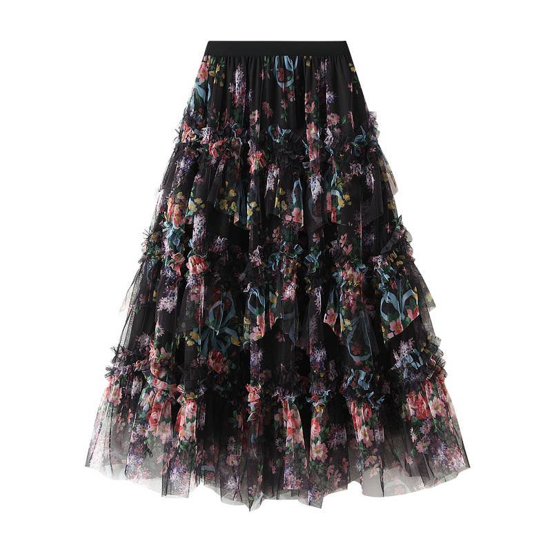 Black Tulle Floral skirt