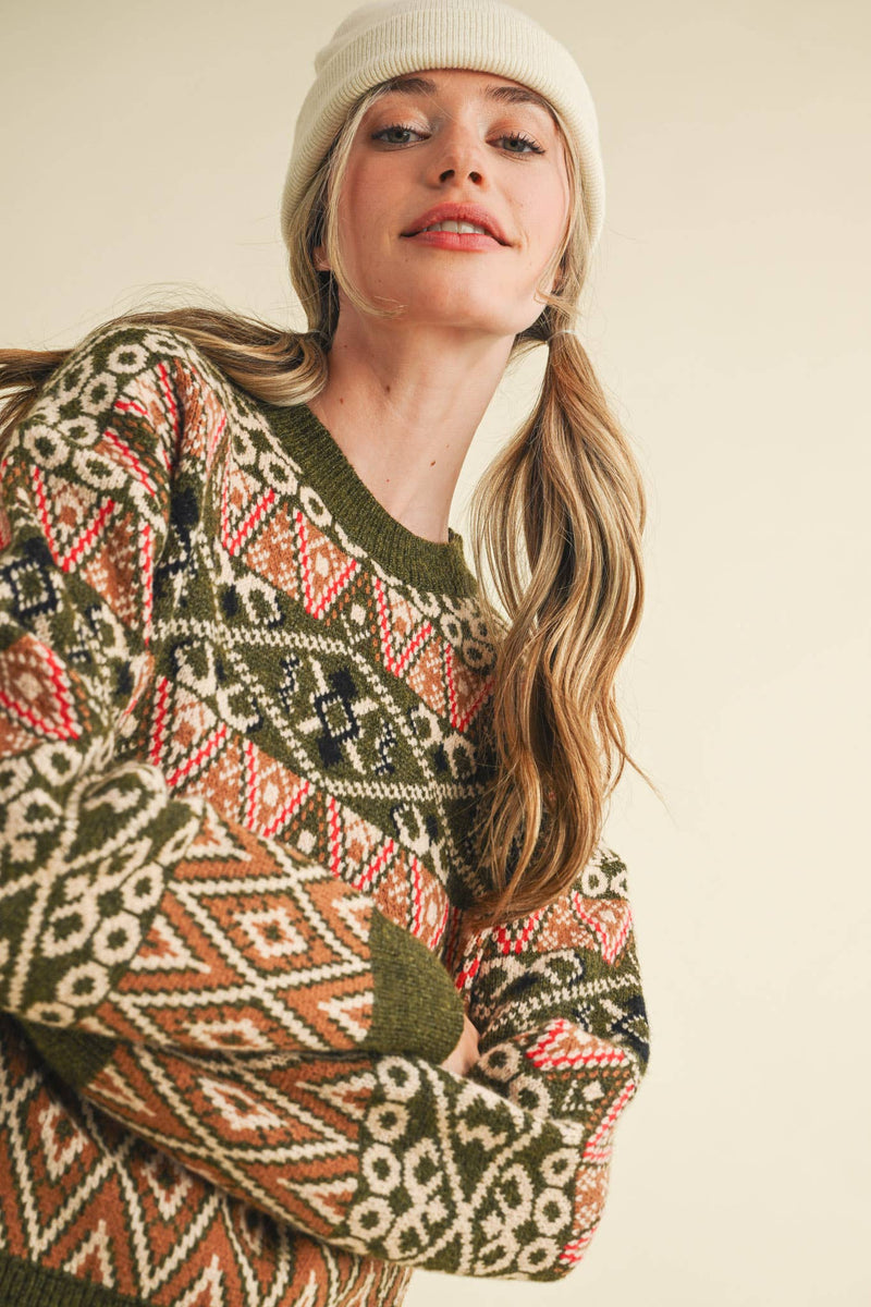 Green Alpine Design Sweater
