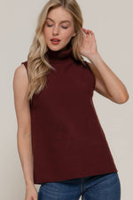 Sleeveless Turtleneck Soft Knit Top