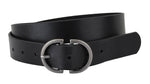 Silver Double D-Ring Buckle Leather Belt in Black or Brown
