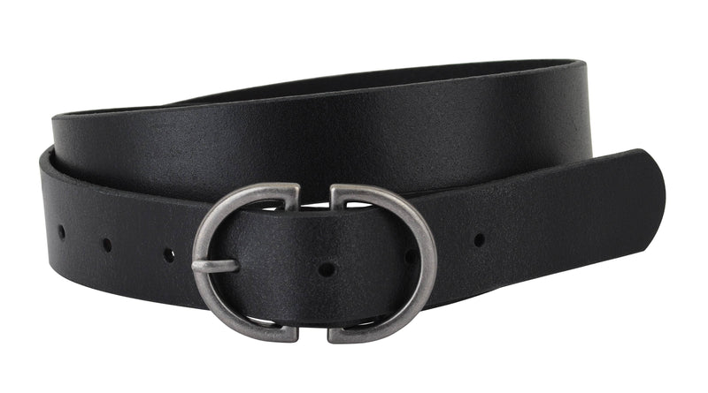 Silver Double D-Ring Buckle Leather Belt in Black or Brown