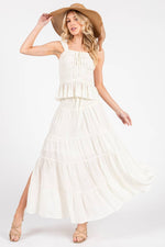 Tiered Flowing Black Skirt with Side Slit